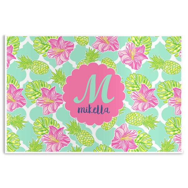 Custom Preppy Hibiscus Disposable Paper Placemats (Personalized)