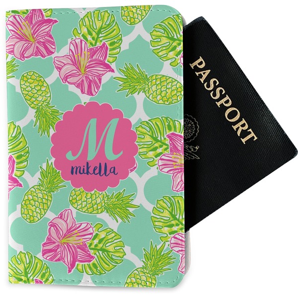 Custom Preppy Hibiscus Passport Holder - Fabric (Personalized)