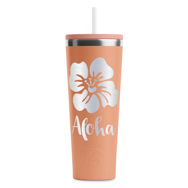 Preppy Hibiscus Peach RTIC Everyday Tumbler - 28 oz. - Front
