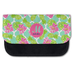 Preppy Hibiscus Canvas Pencil Case w/ Name and Initial