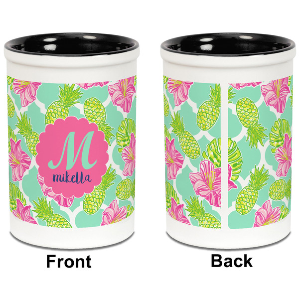 Preppy Hibiscus Pencil Holder - Black - approval