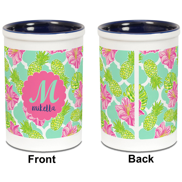 Preppy Hibiscus Pencil Holder - Blue - approval