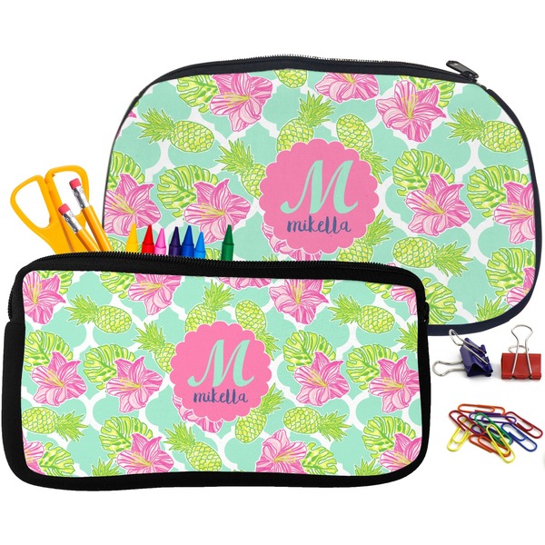 Preppy Hibiscus Pencil / School Supplies Bags Small and Medium