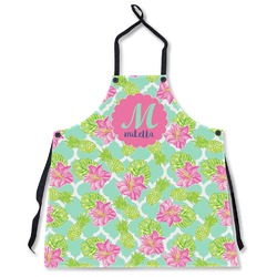 Preppy Hibiscus Apron Without Pockets w/ Name and Initial