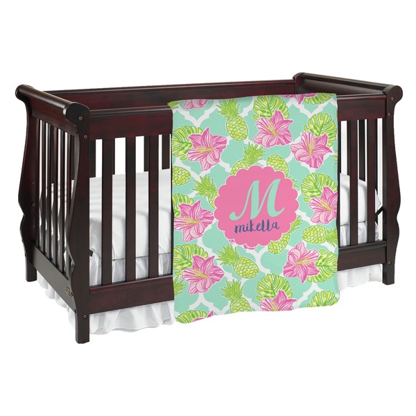 Custom Preppy Hibiscus Baby Blanket (Personalized)