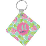 Preppy Hibiscus Diamond Plastic Keychain w/ Name and Initial