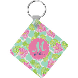 Preppy Hibiscus Diamond Plastic Keychain w/ Name and Initial