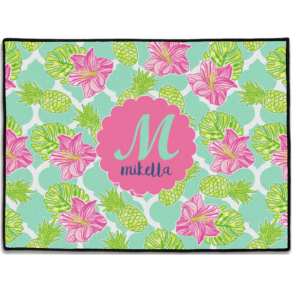 Custom Preppy Hibiscus Door Mat (Personalized)