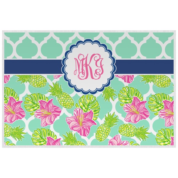 Preppy Hibiscus Personalized Placemat (Back)