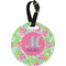 Preppy Hibiscus Personalized Round Luggage Tag