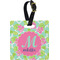 Preppy Hibiscus Plastic Luggage Tag - Square w/ Name and Initial
