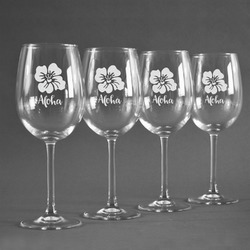 Preppy Hibiscus Wine Glasses (Set of 4) (Personalized)