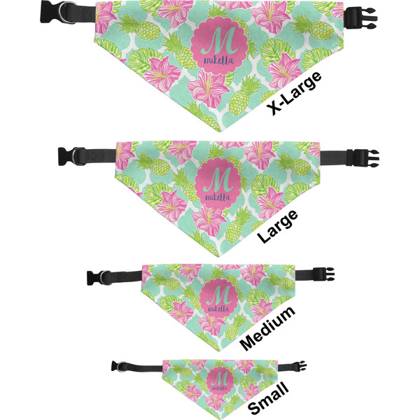 Preppy Hibiscus Pet Bandana Sizes