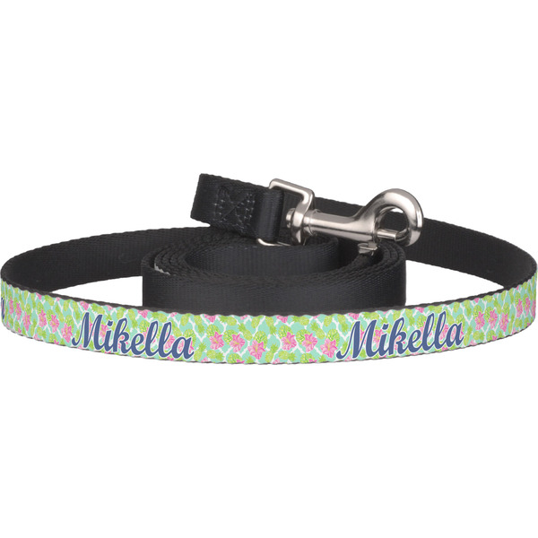 Custom Preppy Hibiscus Dog Leash (Personalized)