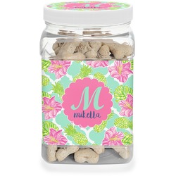 Preppy Hibiscus Dog Treat Jar (Personalized)