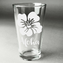 Preppy Hibiscus Pint Glass - Engraved (Personalized)