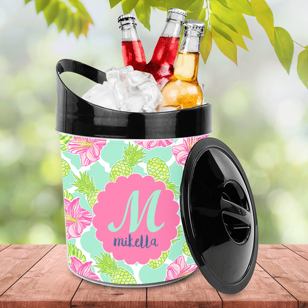 Preppy Hibiscus Plastic Ice Bucket - LIFESTYLE