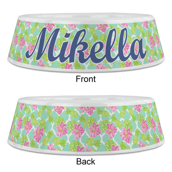 Preppy Hibiscus Plastic Pet Bowls - Large - APPROVAL