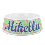 Preppy Hibiscus Plastic Dog Bowl (Personalized)