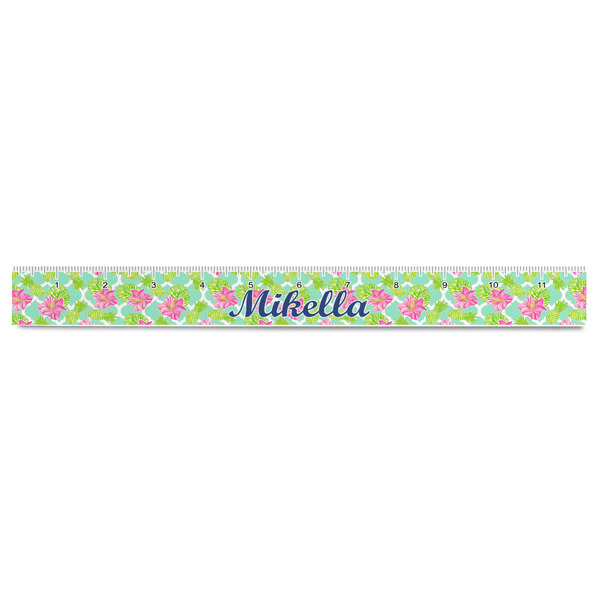 Preppy Hibiscus Plastic Ruler - 12" - FRONT