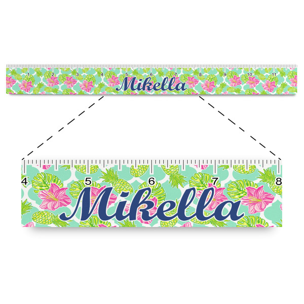 Custom Preppy Hibiscus Plastic Ruler - 12" (Personalized)