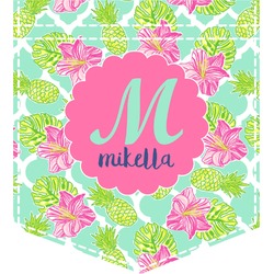 Preppy Hibiscus Iron On Faux Pocket (Personalized)