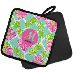 Preppy Hibiscus Pot Holder w/ Name and Initial