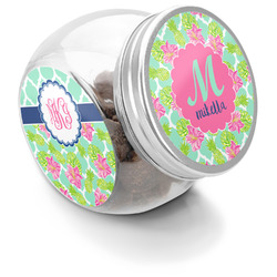 Preppy Hibiscus Puppy Treat Jar (Personalized)