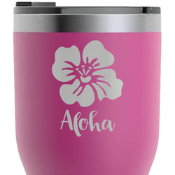 Preppy Hibiscus RTIC Tumbler - Magenta - Laser Engraved - Double-Sided (Personalized)