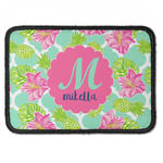 Preppy Hibiscus Iron On Rectangle Patch w/ Name and Initial