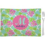 Preppy Hibiscus Rectangular Glass Appetizer / Dessert Plate - Single or Set (Personalized)