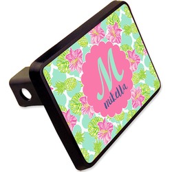 Preppy Hibiscus Rectangular Trailer Hitch Cover - 2" (Personalized)