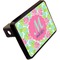 Preppy Hibiscus Rectangular Car Hitch Cover w/ FRP Insert (Angle View)