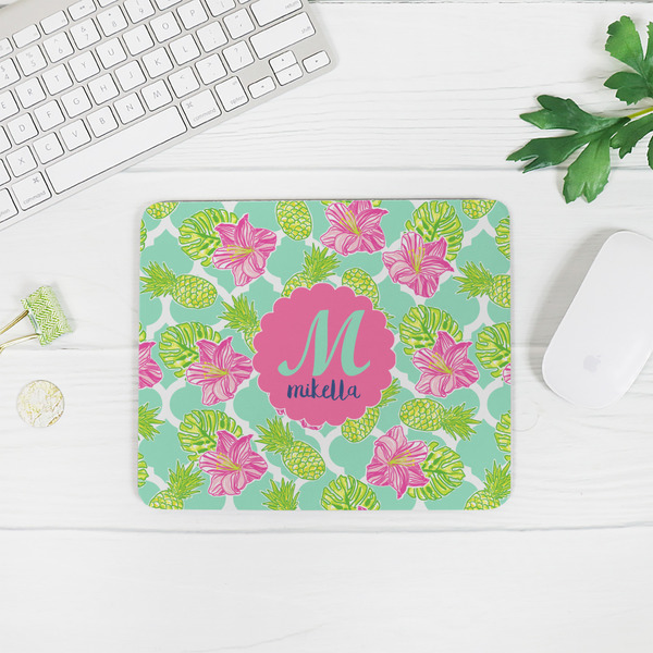 Preppy Hibiscus Rectangular Mouse Pad - LIFESTYLE 2