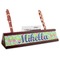 Preppy Hibiscus Red Mahogany Nameplates with Business Card Holder - Angle