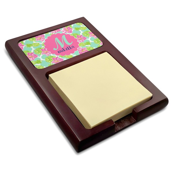 Custom Preppy Hibiscus Red Mahogany Sticky Note Holder (Personalized)