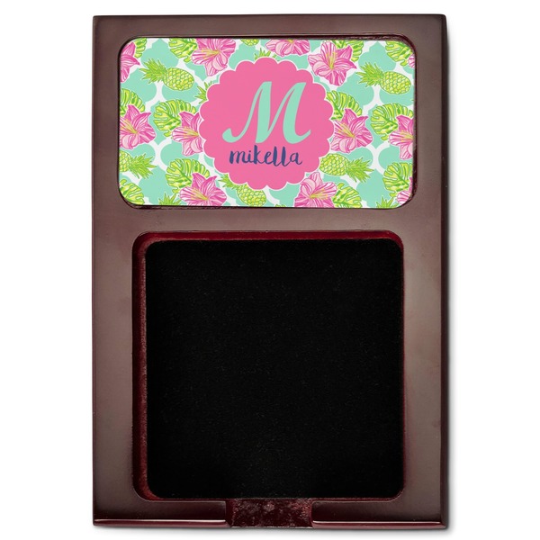 Preppy Hibiscus Red Mahogany Sticky Note Holder - Flat