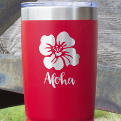 Preppy Hibiscus 20 oz Stainless Steel Tumbler - Red - Single Sided (Personalized)
