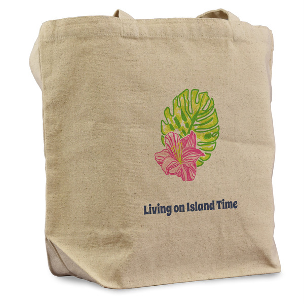Custom Preppy Hibiscus Reusable Cotton Grocery Bag - Single (Personalized)
