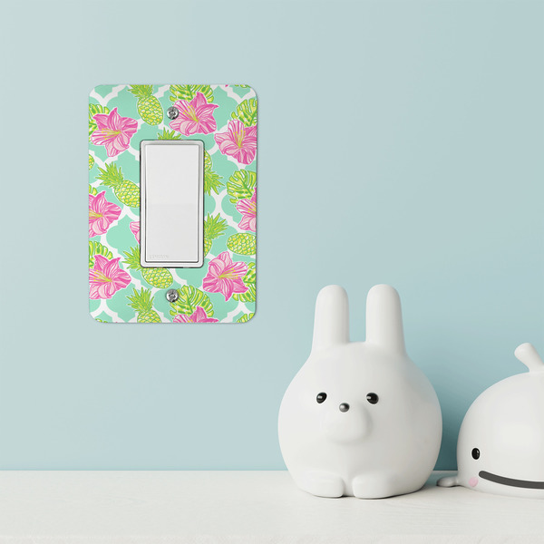 Preppy Hibiscus Rocker Light Switch Covers - Single - IN CONTEXT