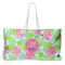 Preppy Hibiscus Large Rope Tote Bag - Front View