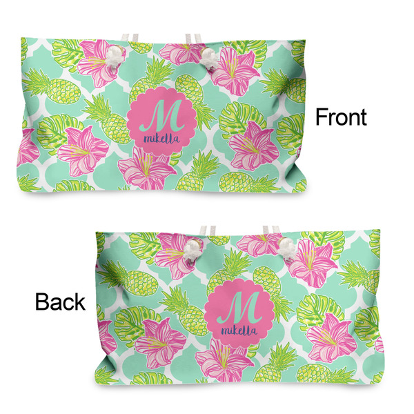 Preppy Hibiscus Large Rope Tote - From & Back View