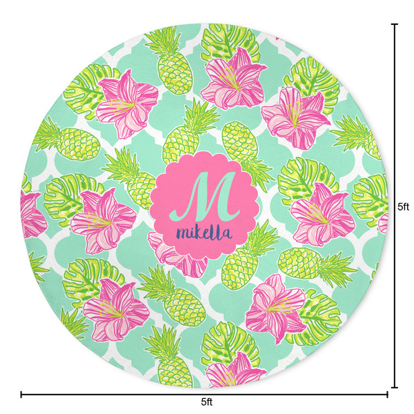 Preppy Hibiscus Round Area Rug - Size
