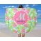 Preppy Hibiscus Round Beach Towel - In Use