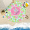 Preppy Hibiscus Round Beach Towel Lifestyle