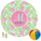 Preppy Hibiscus Round Beach Towel (Personalized)