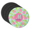 Preppy Hibiscus Round Rubber Backed Coasters - Set of 4 (Personalized)
