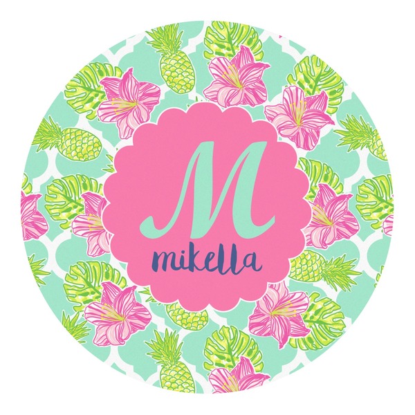 Custom Preppy Hibiscus Round Decal - Small (Personalized)