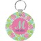 Preppy Hibiscus Round Plastic Keychain (Personalized)