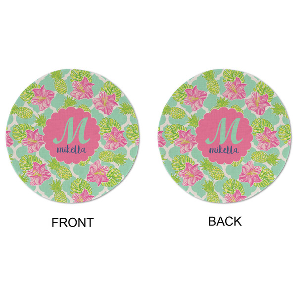 Preppy Hibiscus Round Linen Placemats - APPROVAL (double sided)